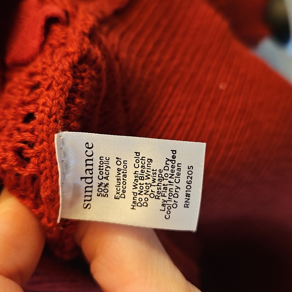 Sundance Red Open Knit  Crochet Cardigan, L, Lightweight, Transitional, Summer - Picture 5 of 9